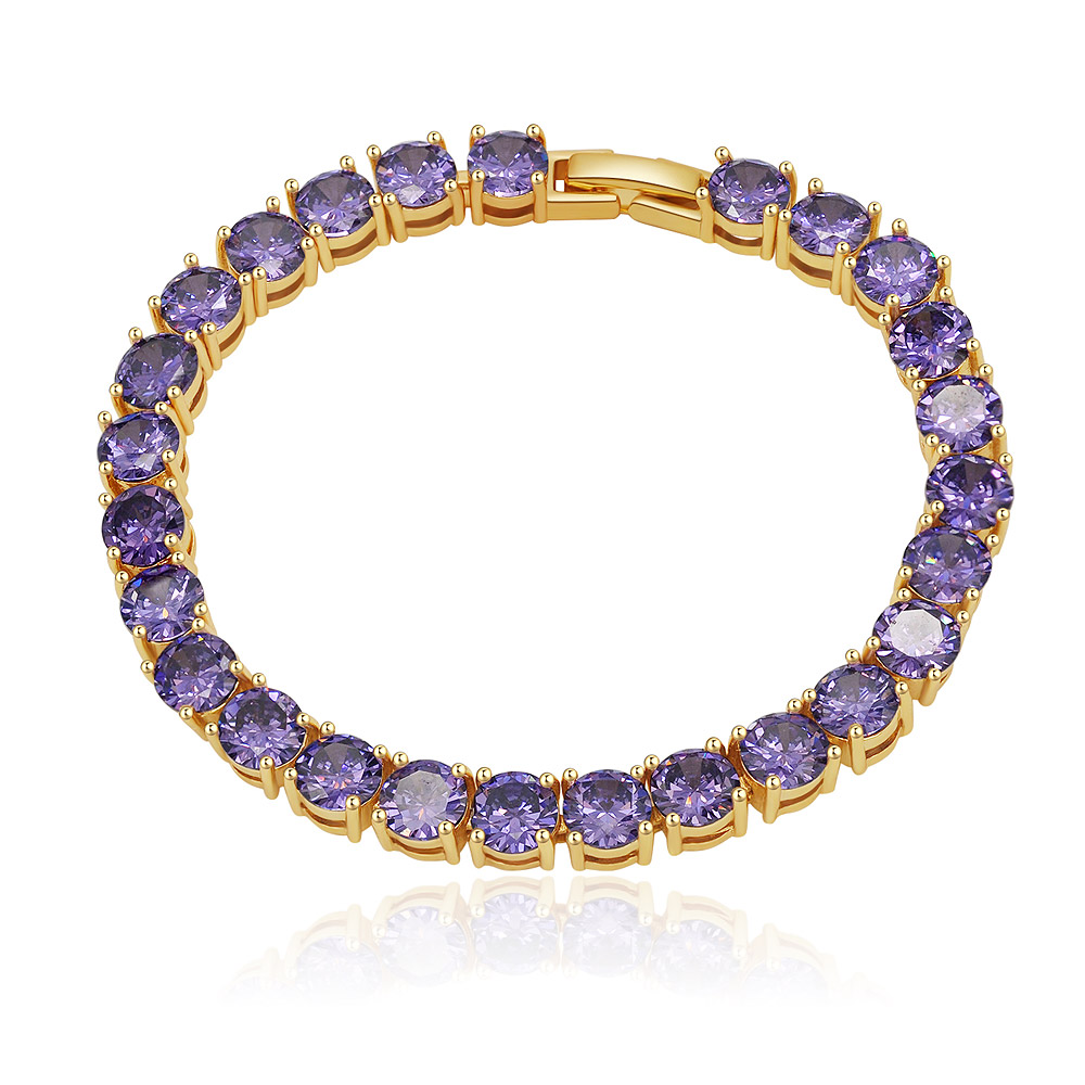 Purple Sheen Gold Tennis Bracelet
